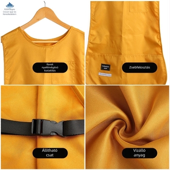 Logóval testre szabott konyhai kötény, fröccsenés elleni, lélegző, ujjatlan, oversize, uniszex