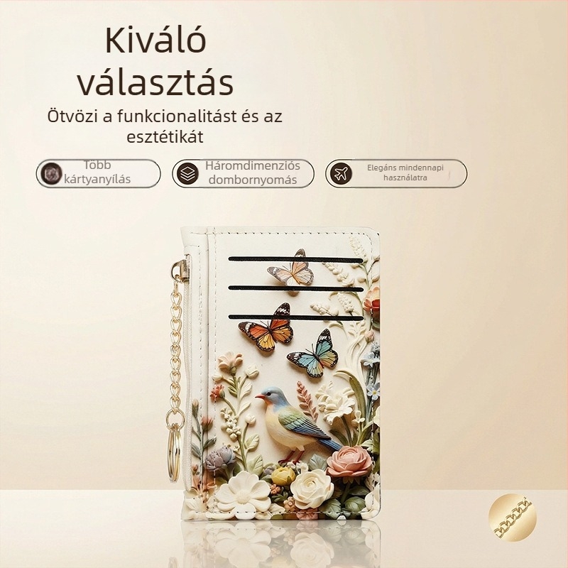 Női PU-ból készült cipzáras pénztárca, állatmintás, UV-nyomtatás, mini kártyatartó, érmerekesz, városi minimalista stílus, Tidal Style