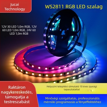 WS2811 12V programozható RGB LED-szalag, vízálló, 5050 LED-ek