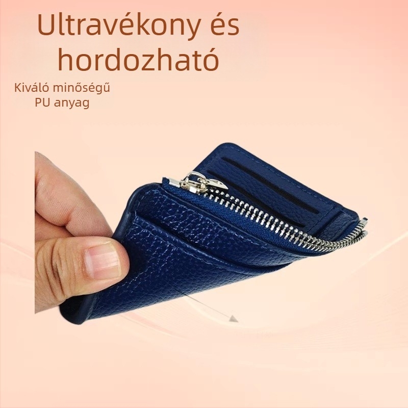 PU kártyatartó férfiak és nők számára, minimalista, kompakt és ultra vékony, több kártyarekesszel, jogosítványtartó, mini érmés pénztárca