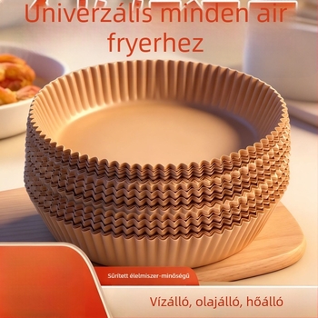 Élelmiszerbiztonságú vastagított körkörös sütőpapír az air fryerhez, kétoldalú zsíroldó, otthoni sütéshez