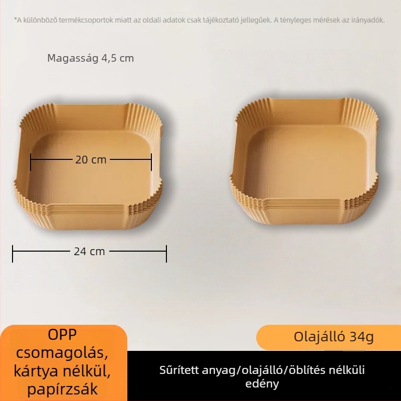 Élelmiszerbiztonságú vastagított körkörös sütőpapír az air fryerhez, kétoldalú zsíroldó, otthoni sütéshez