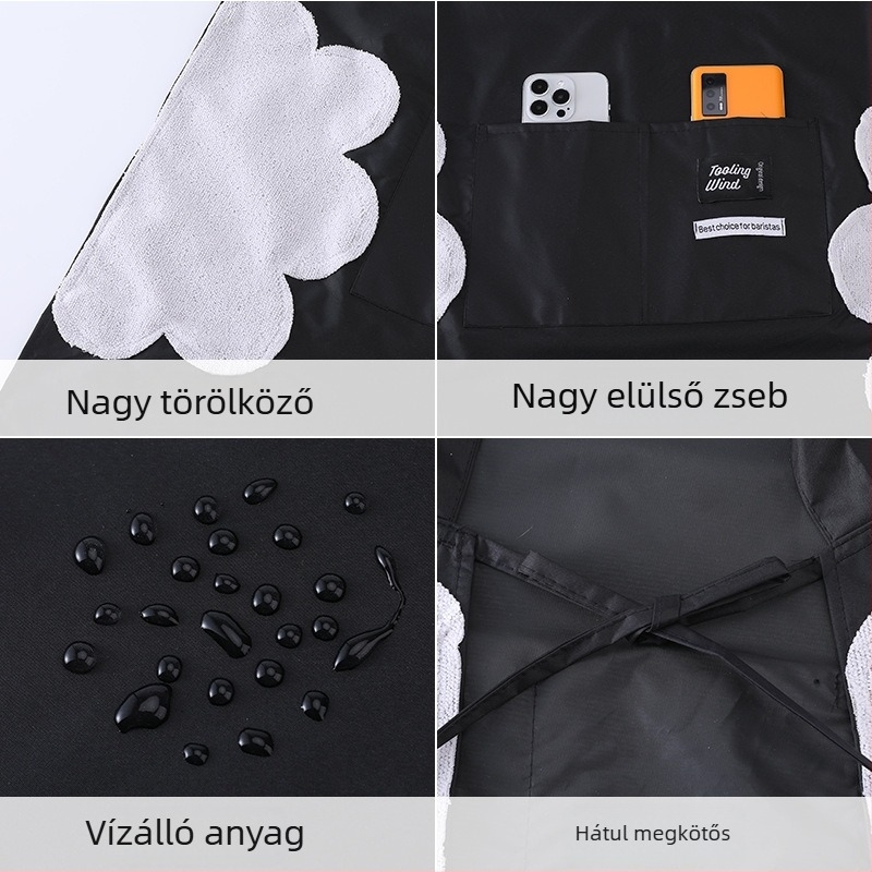 Új, egyszerű konyhai kötény nyomtatott mintával, vízálló és olajálló, ujj nélküli, modern letisztult dizájn otthoni és catering felhasználásra