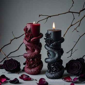 Halloween kígyó alakú illatgyertyák, otthoni retro hangulat, luxusos ünnepi ajándék, kígyó alakú oszlopgyertyák