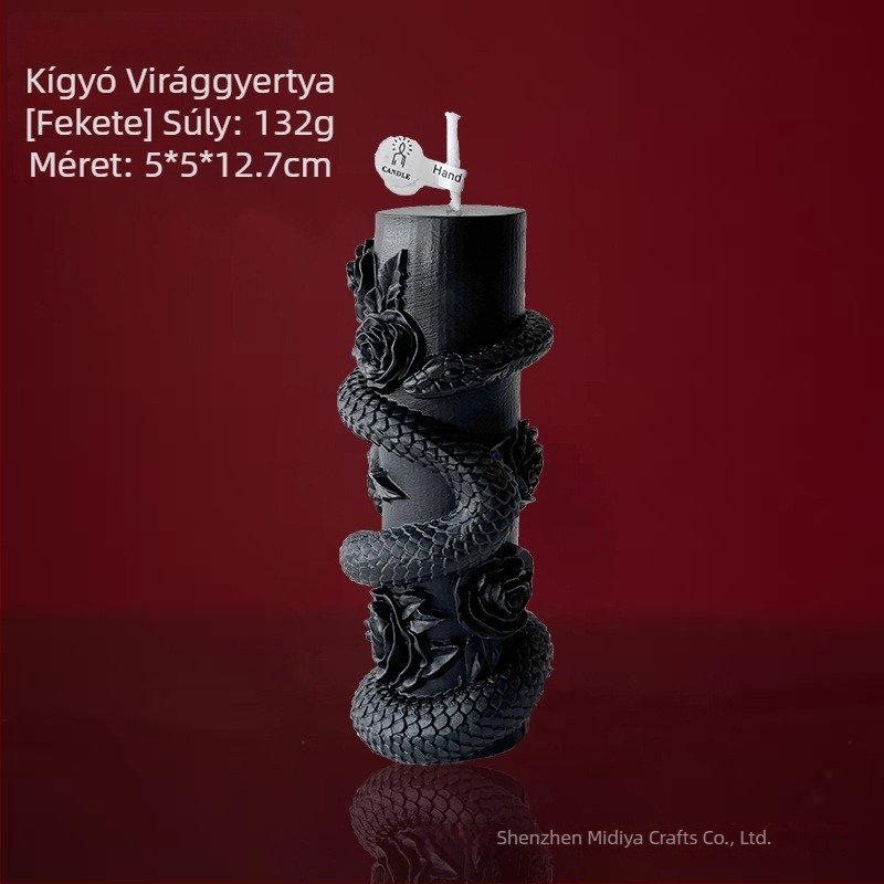 Halloween kígyó alakú illatgyertyák, otthoni retro hangulat, luxusos ünnepi ajándék, kígyó alakú oszlopgyertyák