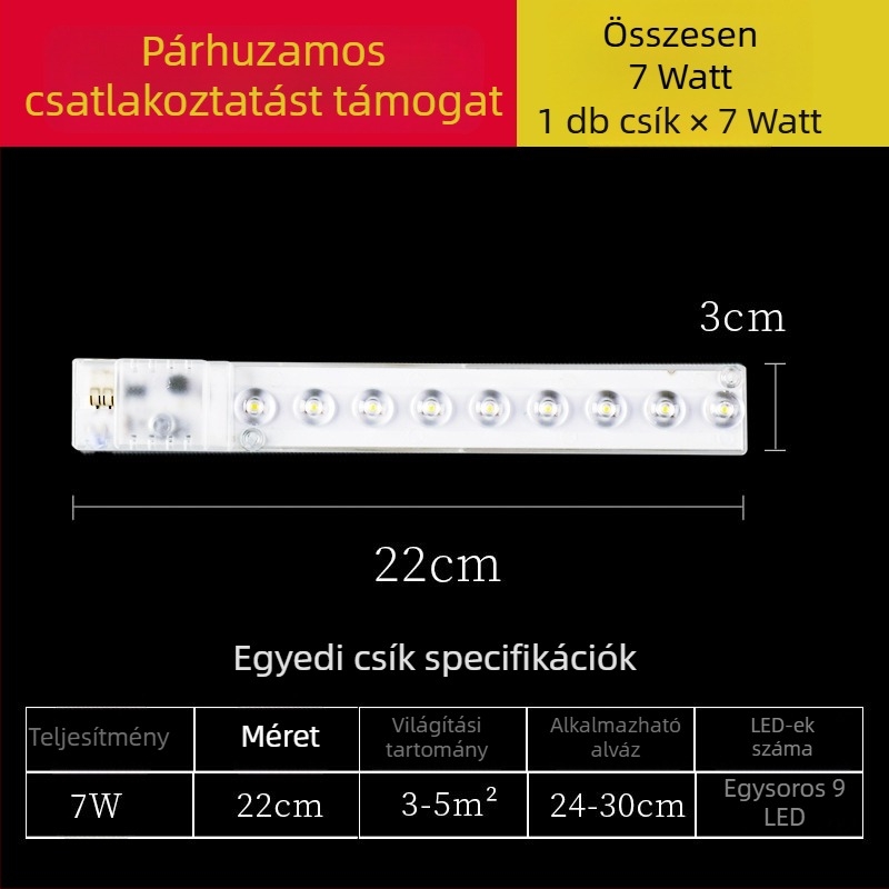 Beépített hosszú LED-sáv modul nappali mennyezetlámpához – csere LED-panel és LED-sáv