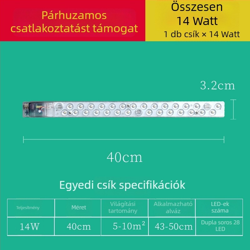 Beépített hosszú LED-sáv modul nappali mennyezetlámpához – csere LED-panel és LED-sáv