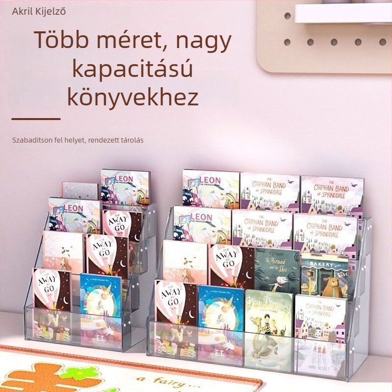 Átlátszó akril kiállító állvány brosúrák, újságok, könyvek és irodai papíráruk számára