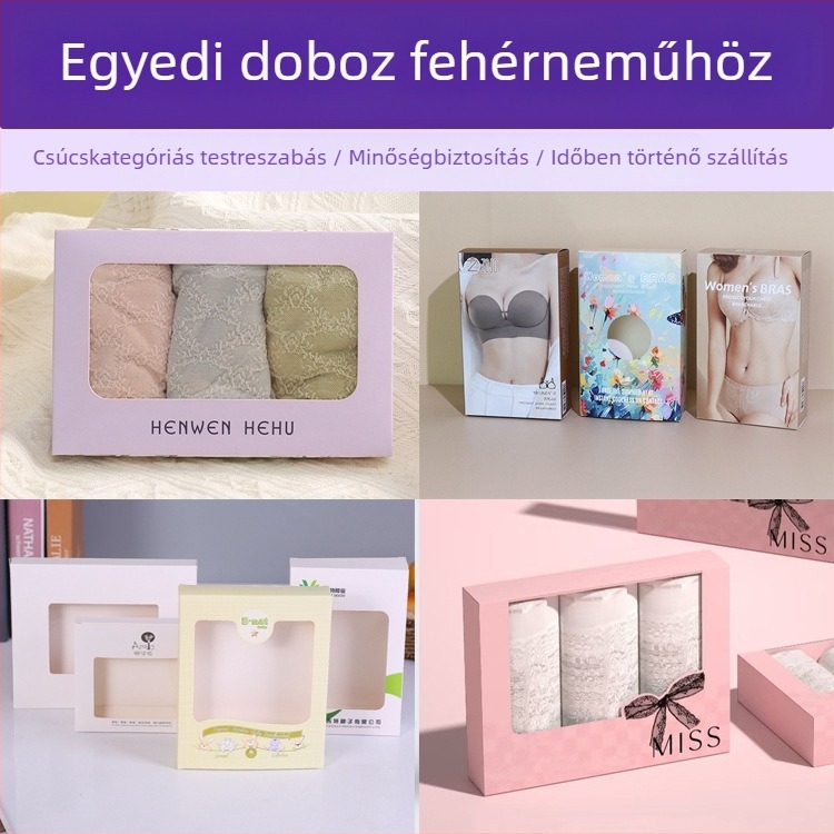 Átlátszó, színes nyomtatású doboz zoknik csomagolásához – ajándék karton doboz fehérneműhöz