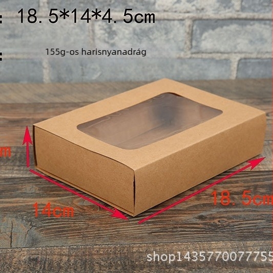 Kraft papírból készült fiókos doboz ruházati csomagoláshoz, nyomtatás nélkül, méretek 18,5×14×4,5 cm, 230 g/m²