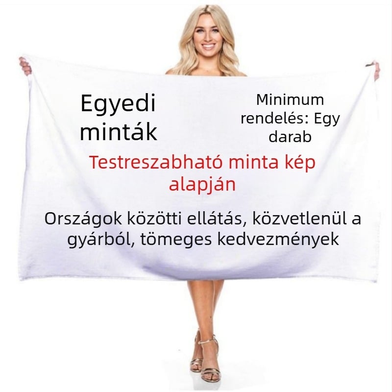Személyre szabott 3D-s digitális nyomtatású fürdőlepedő, téglalap alakú mikroszálas strandlepedő