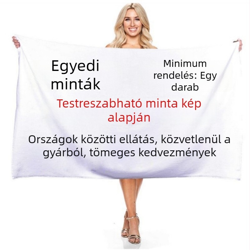 Személyre szabott 3D-s digitális nyomtatású fürdőlepedő, téglalap alakú mikroszálas strandlepedő
