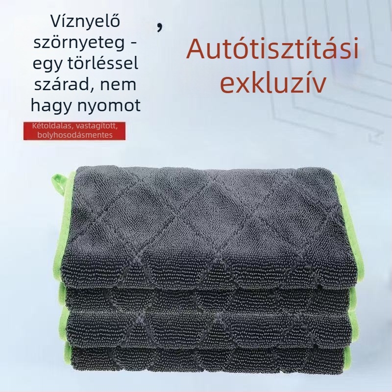 Mikroszálas autóápoló kendő, diamant mintázat, vastag, nedvszívó, nem hullik, kétoldalas vízgyűjtő