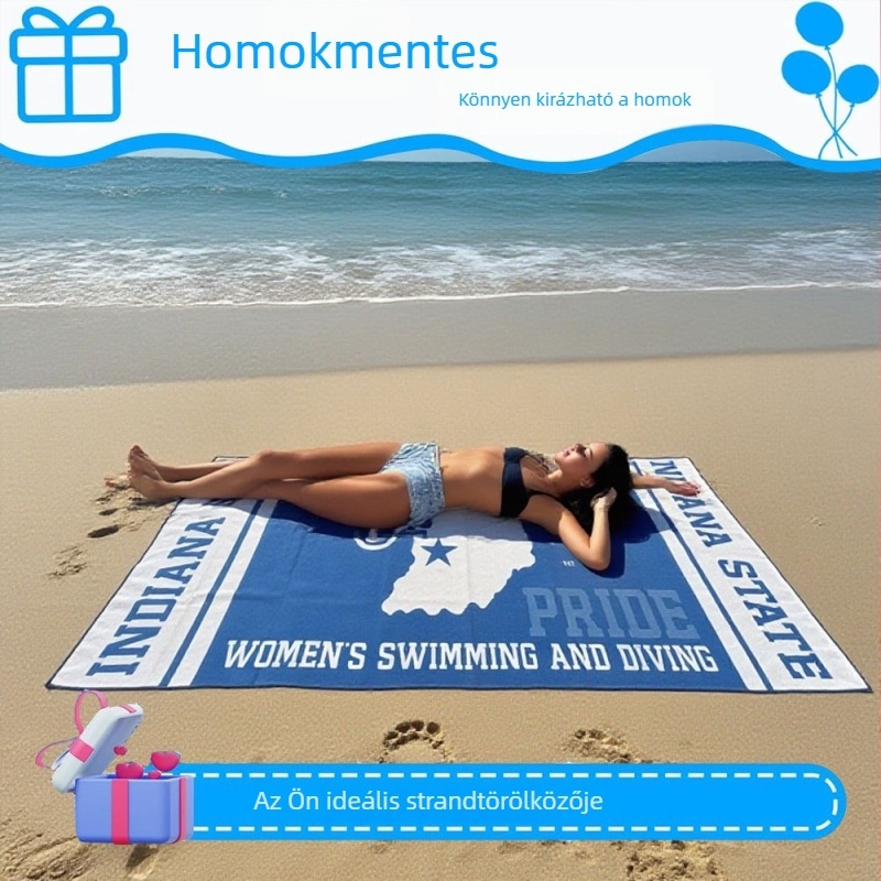Testreszabható ultrafin mikroszálas gyorsan száradó strandtörölköző nyomtatott, 70×140 cm, királyi kék, 25 g