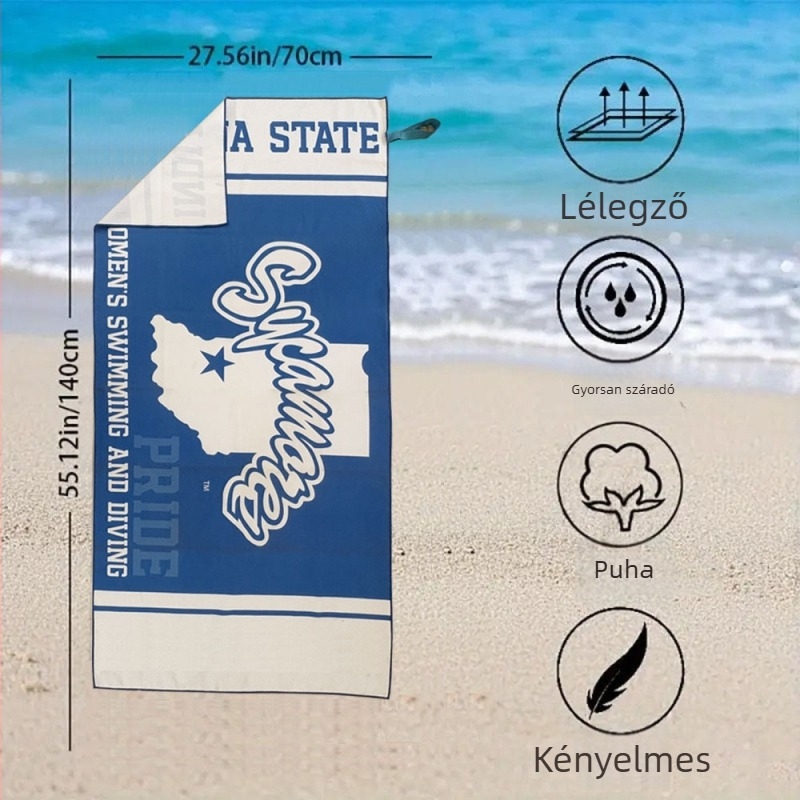 Testreszabható ultrafin mikroszálas gyorsan száradó strandtörölköző nyomtatott, 70×140 cm, királyi kék, 25 g