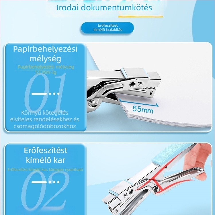 Kézi tűzőgép, gazdaságos kialakítás, diákok számára füzetek kötése, asztali írószerek