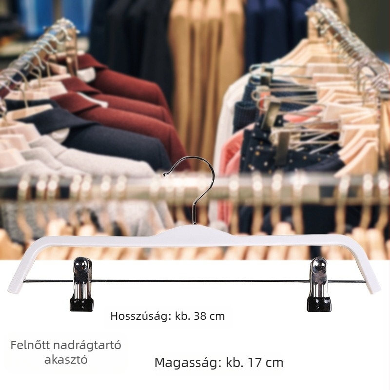 Műanyag ruhafogas keskeny vállrésszel és csúszásgátló csíkkal – hibátlan bemutató ruhákhoz