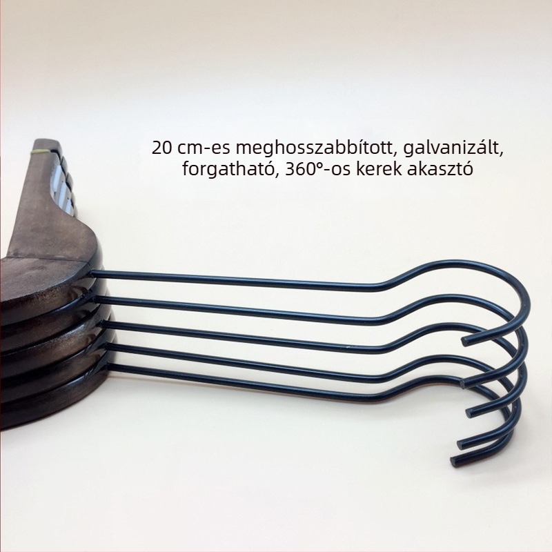 Magas minőségű tömörfa ruhakasztó nőknek, csúszásmentes, 20 cm-es kampó, vintage nadrágakasztó