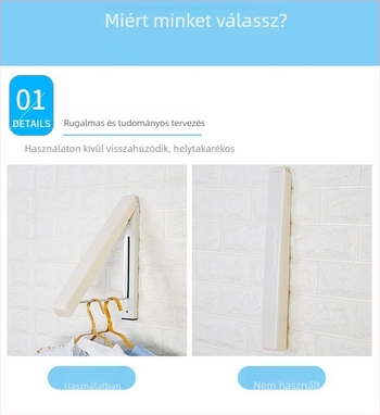Mini falra szerelhető rejtett ruhaszárító fürdőszobához, háromszög alakú hajtogatható