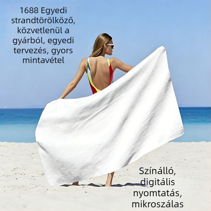 Mikroszálas strandtörölköző, gyárból közvetlen digitális nyomtatással, saját mintával testre szabható, gyorsan száradó és kiváló nedvszívó.