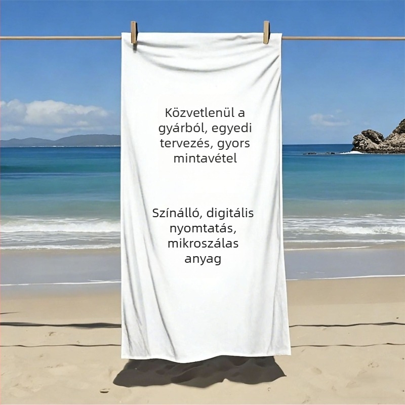 Mikroszálas strandtörölköző, gyárból közvetlen digitális nyomtatással, saját mintával testre szabható, gyorsan száradó és kiváló nedvszívó.