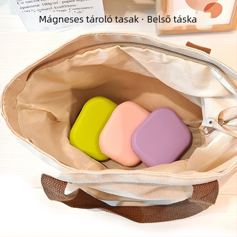 Szilikon kulcstároló táska mágneses záródással, minimalist szervező kulcsokhoz, kábelekhez és kisebb kiegészítőkhöz