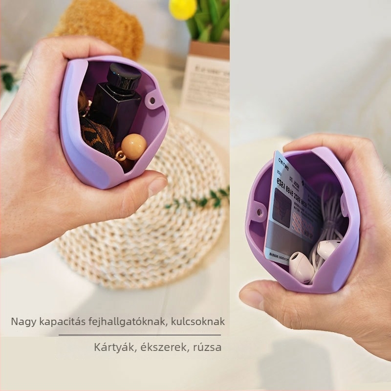 Szilikon kulcstároló táska mágneses záródással, minimalist szervező kulcsokhoz, kábelekhez és kisebb kiegészítőkhöz