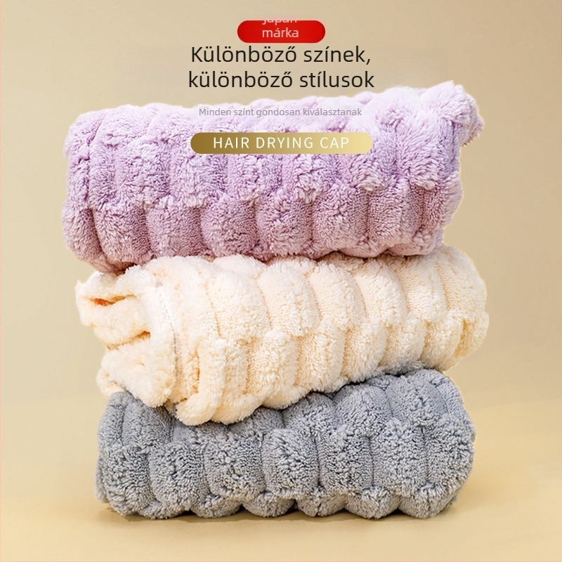 World Life Korall fleece hajszárító sapka, nedvszívó, vastagított széles fejkendő