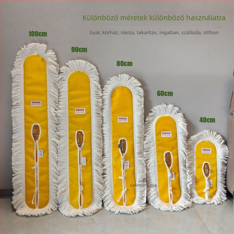 Lapos felmosó porzsákos fejjel, pamut fejjel, 60 cm-es teleszkópos nyéllel, ideális szállodákhoz, otthonokhoz, gyárakhoz és műhelyekhez