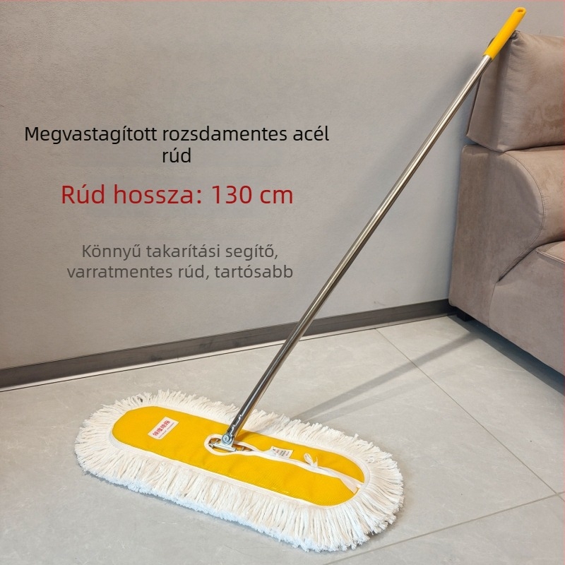Lapos felmosó porzsákos fejjel, pamut fejjel, 60 cm-es teleszkópos nyéllel, ideális szállodákhoz, otthonokhoz, gyárakhoz és műhelyekhez