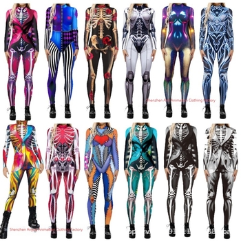2024-es Halloween cosplay hosszú ujjú csontváz mintás overál