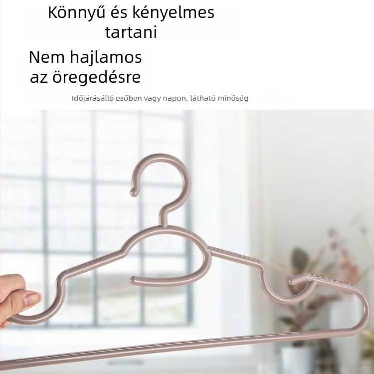 Háztartási műanyag ruhakasztó, vastagított, széles vállú, nyom nélkül hagy, csúszásmentes, ruhák felakasztására, szárítására és tárolására