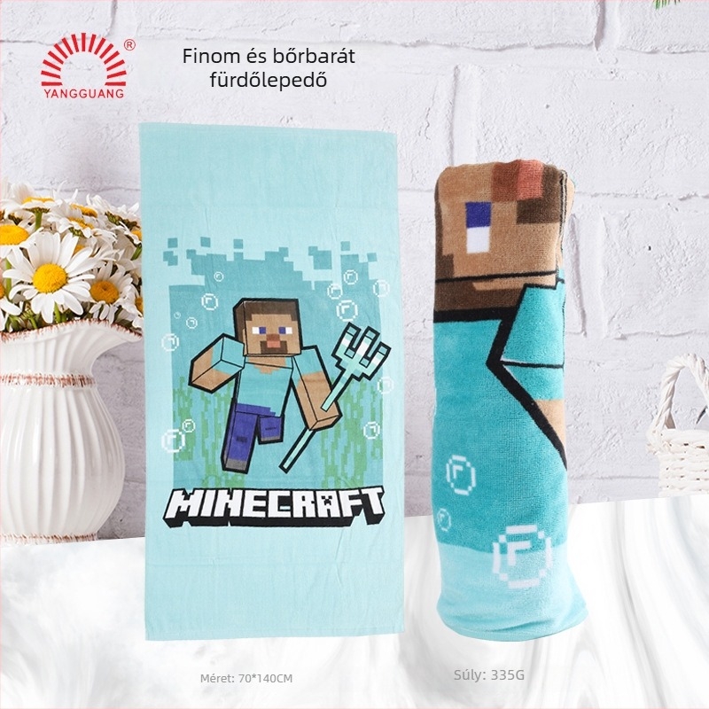 Aranyos karikatúra mintás velúrhatású pamut fürdőtörölköző baba részére, puha és vastag, kiváló nedvszívó