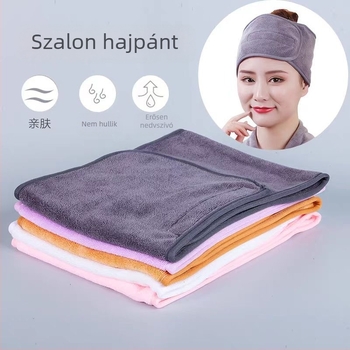 Runle Velcro fejkendő a hajhoz, rendkívül nedvszívó mikroszálas törölköző a haj szárításához, sminklemosásra és arcmaszk előkészítéséhez