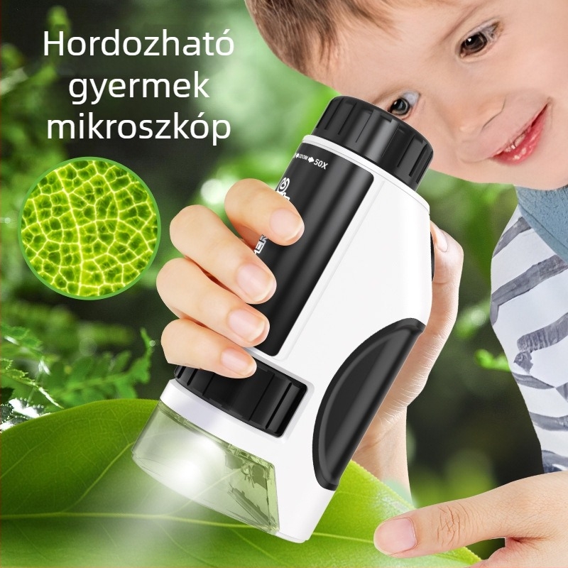 Telefonhoz csíptethető mikroszkóp 50–300×, sejtek megfigyelésére — oktatási tudományos játék diákoknak