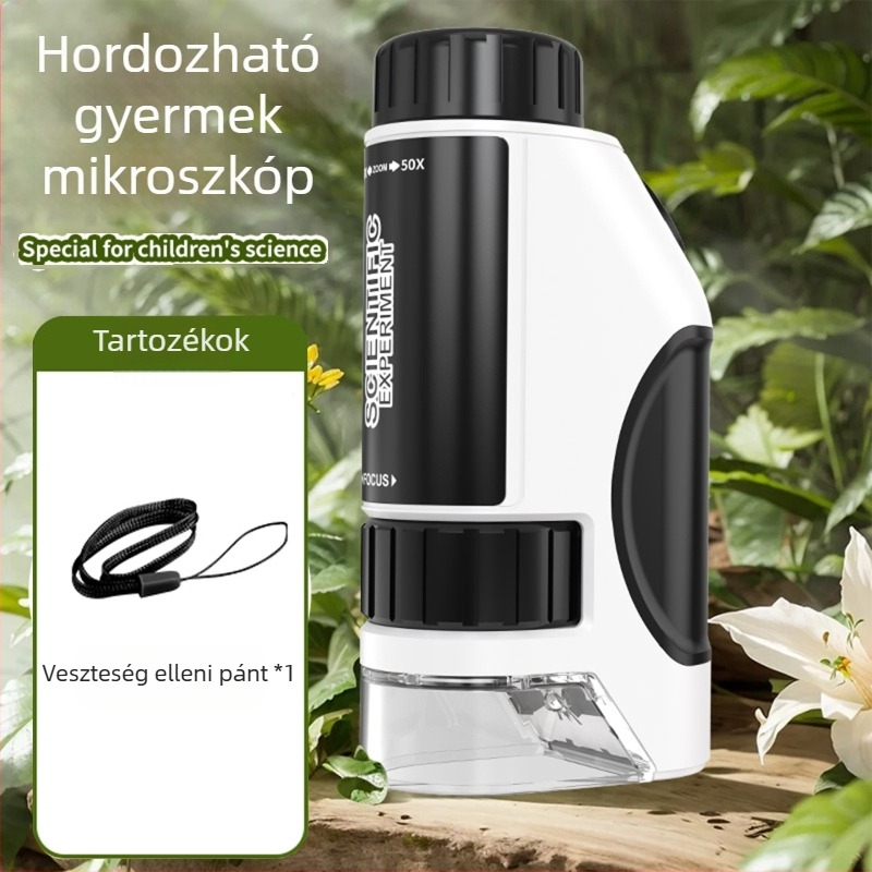 Telefonhoz csíptethető mikroszkóp 50–300×, sejtek megfigyelésére — oktatási tudományos játék diákoknak