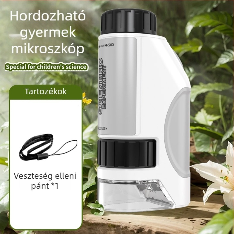 Telefonhoz csíptethető mikroszkóp 50–300×, sejtek megfigyelésére — oktatási tudományos játék diákoknak