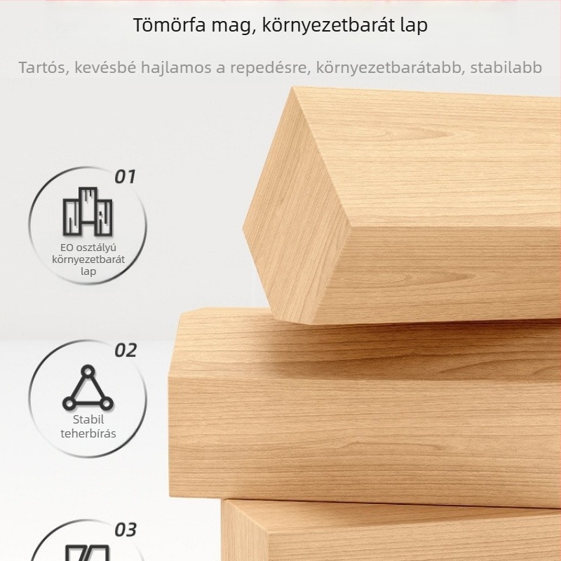 Éjjeliszekrény diószínű, fa tároló a hálószobába, modern minimál stílus