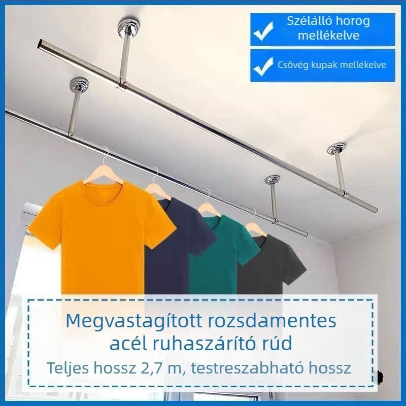 Vastagított rozsdamentes acél balkon Ruhaszárító