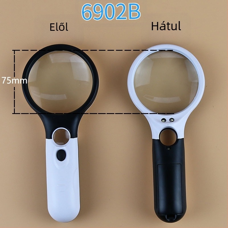 LED-es világítású kézi nagyító olvasáshoz időseknek, 3x/45x, hordozható, ékszerek vizsgálatára