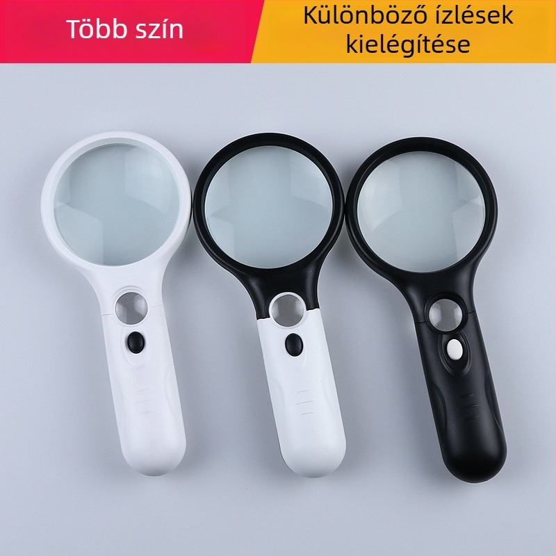 LED-es világítású kézi nagyító olvasáshoz időseknek, 3x/45x, hordozható, ékszerek vizsgálatára