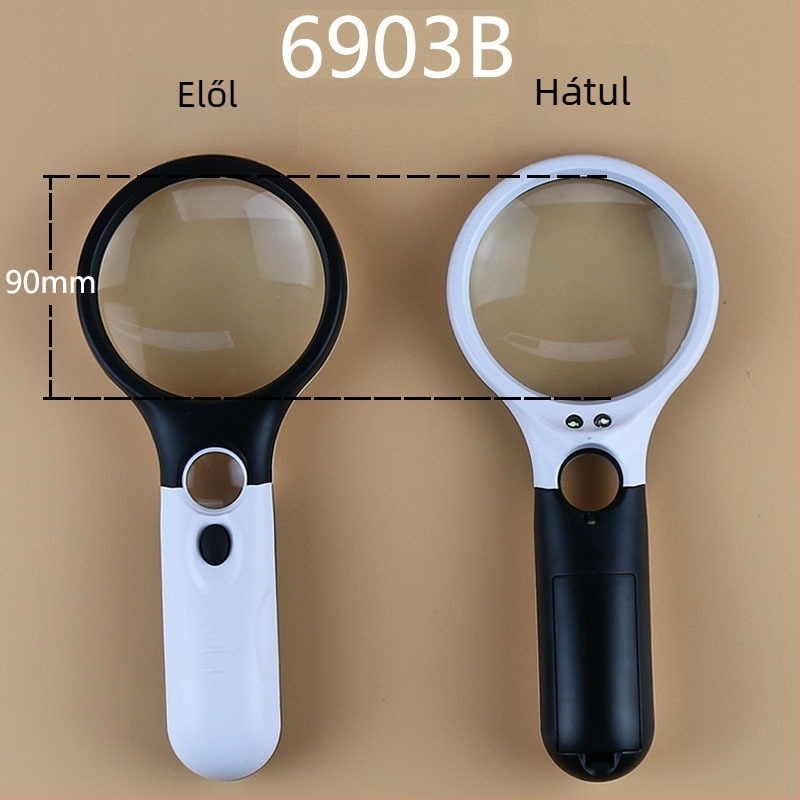 LED-es világítású kézi nagyító olvasáshoz időseknek, 3x/45x, hordozható, ékszerek vizsgálatára
