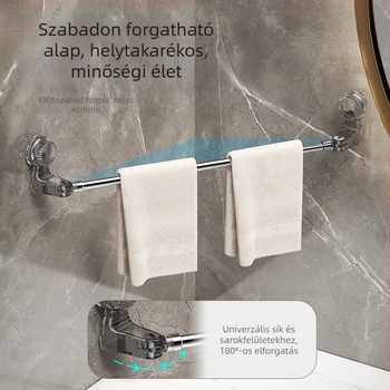 Falra szerelt törölközőtartó szívócsésze nélkül, fúrás nélkül, két szintes tároló