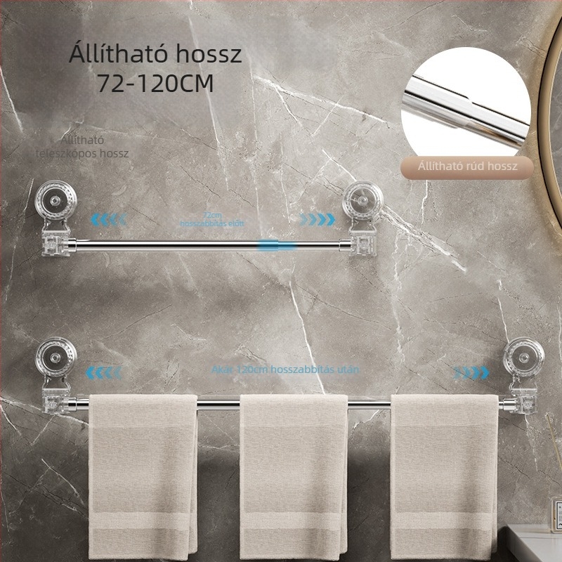 Falra szerelt törölközőtartó szívócsésze nélkül, fúrás nélkül, két szintes tároló