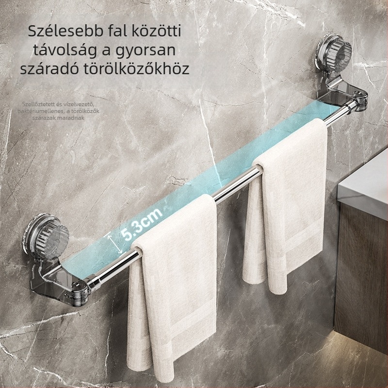 Falra szerelt törölközőtartó szívócsésze nélkül, fúrás nélkül, két szintes tároló
