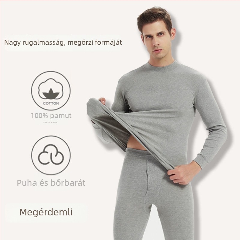 Uniszex 100% pamut termoszett, vékony anyagból, kerek nyakú felső hosszú ujjúval és nadrággal