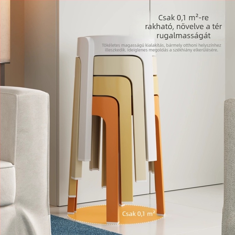 Plasztikus otthoni használatra szánt szék, erős és tartós, extra vastag, egymásra rakható, magas kör alakú vendégszék puha párnázással.