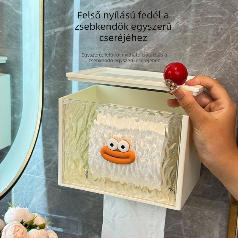 Fali tartó toaletpapír-tekercs és papírdoboz tároló, vízálló, perforált dizájn