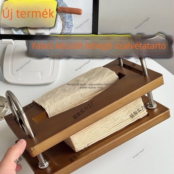 Tömörfa, mid-century stílusú papírzsebkendő doboz és szalvétatartó, négyzet alakú, kávézóhoz