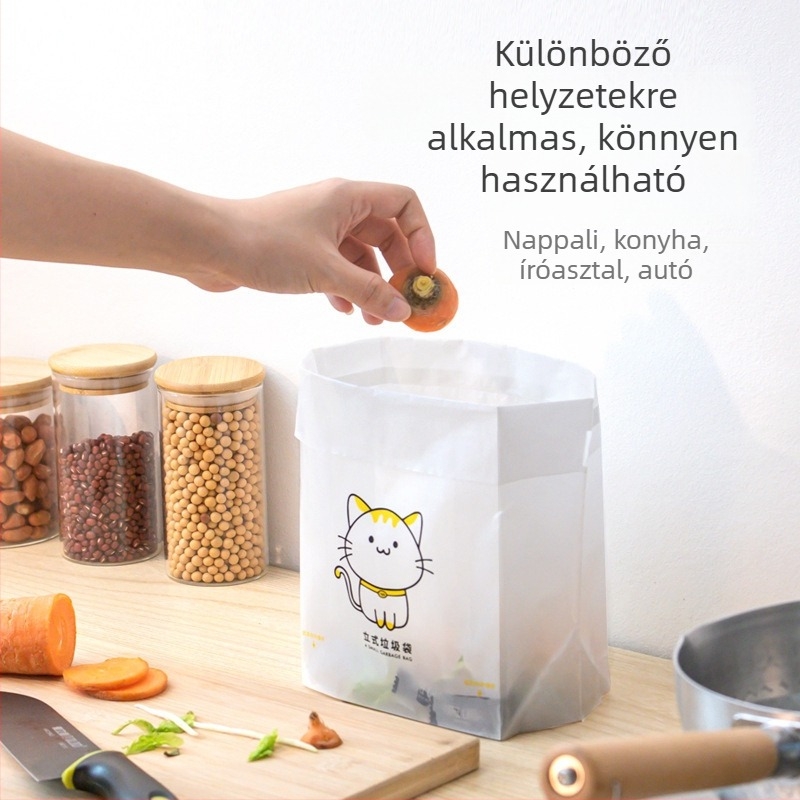 Autóba való önállóan álló szemeteszsák, öntapadó tisztítózsák, asztali szemetes háztartás és konyha részére, vastagított